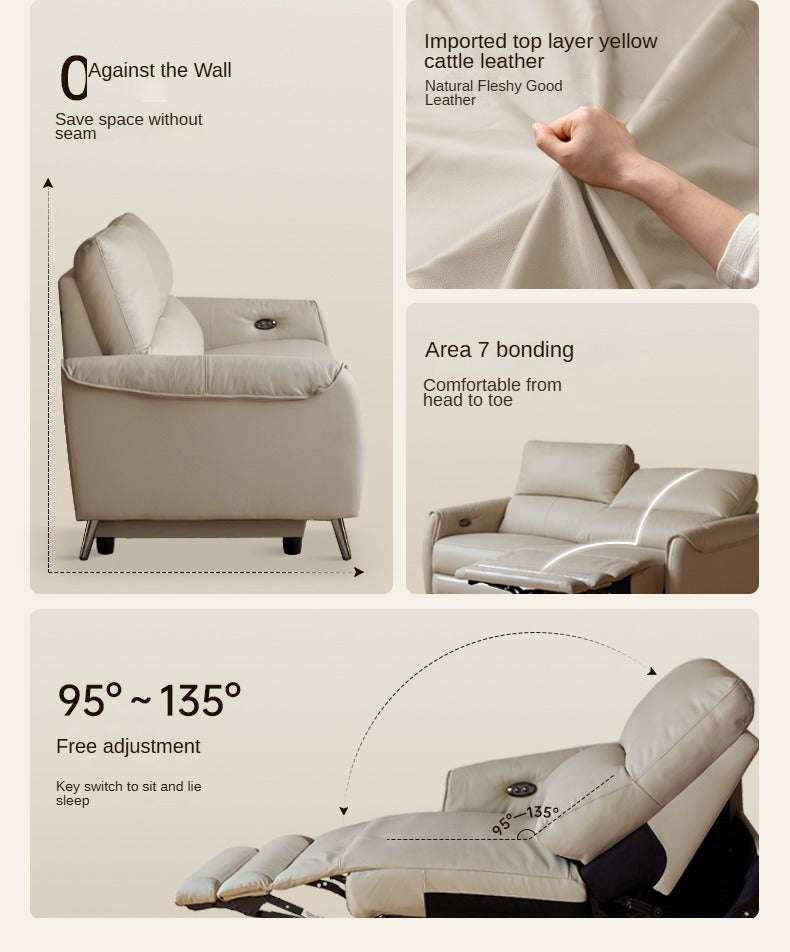 Leather Sofa Multifunctional Telescopic Electric Sofa.