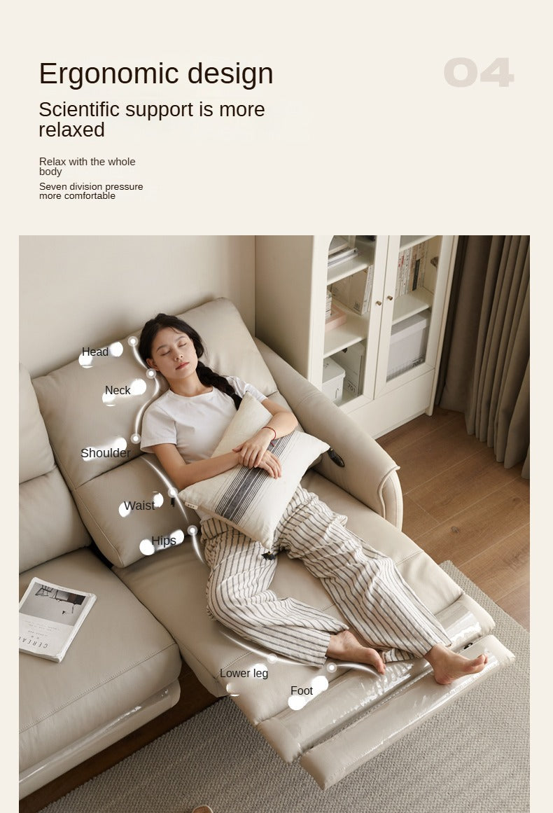 Leather Sofa Multifunctional Telescopic Electric Sofa.