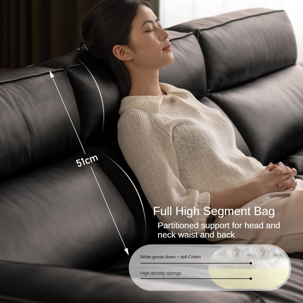 Leather High-legged Sofa Italian Minimalist Big Black Bull.