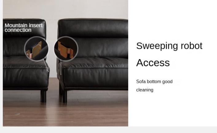 Leather High-legged Sofa Italian Minimalist Big Black Bull.