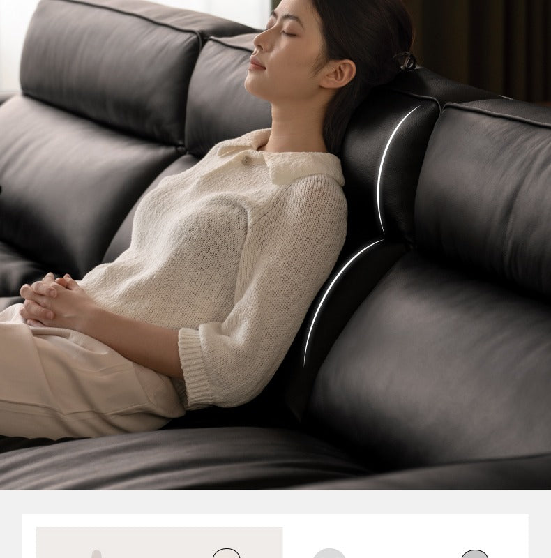 Leather High-legged Sofa Italian Minimalist Big Black Bull.