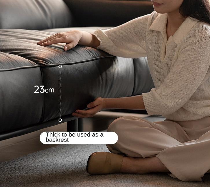 Leather High-legged Sofa Italian Minimalist Big Black Bull.