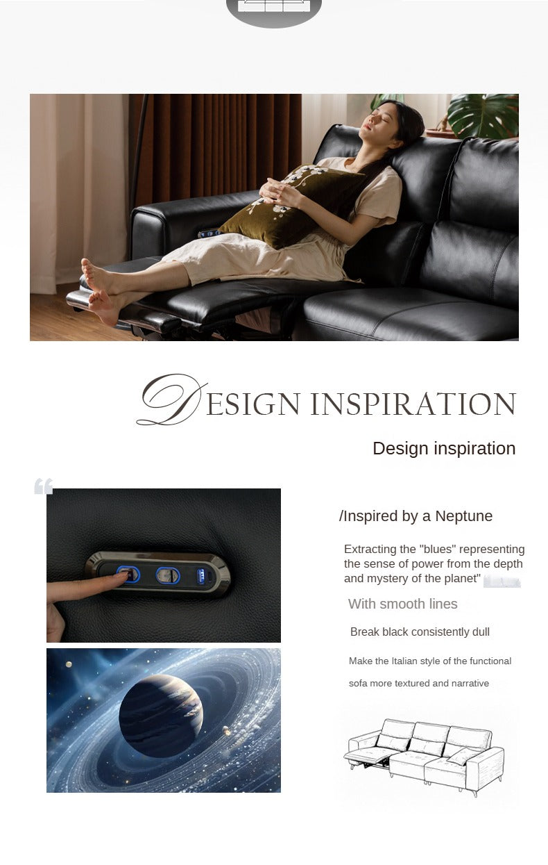 Leather Sofa Top Layer Cowhide Functional Sofa.