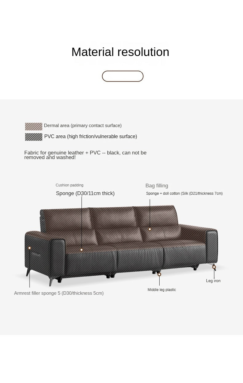 Leather Sofa Top Layer Cowhide Functional Sofa.