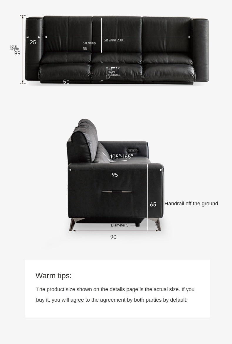 Leather Sofa Top Layer Cowhide Functional Sofa.