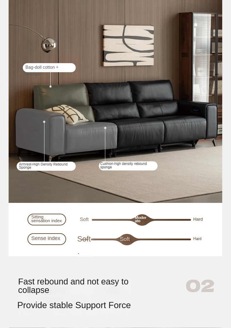 Leather Sofa Top Layer Cowhide Functional Sofa.