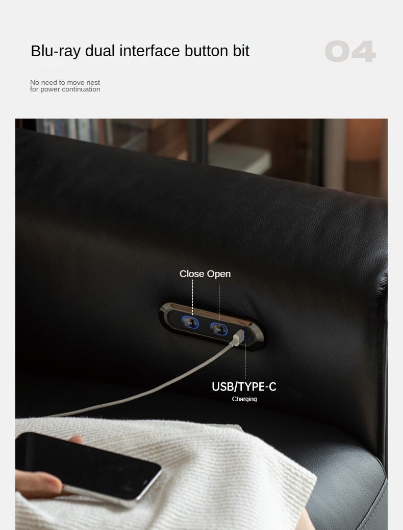 Leather Sofa Top Layer Cowhide Functional Sofa.