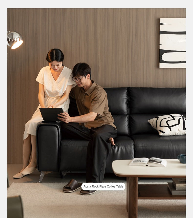 Leather Sofa Top Layer Cowhide Functional Sofa.