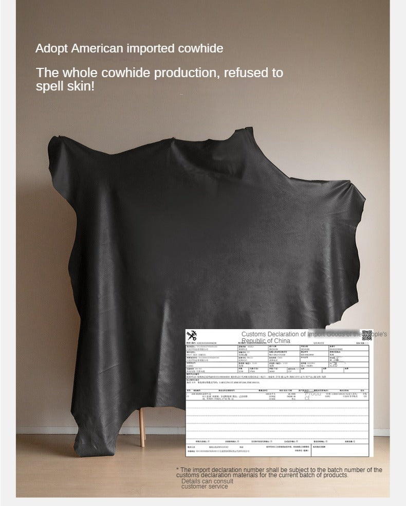 Leather Sofa First Layer Cowhide Black Sofa.