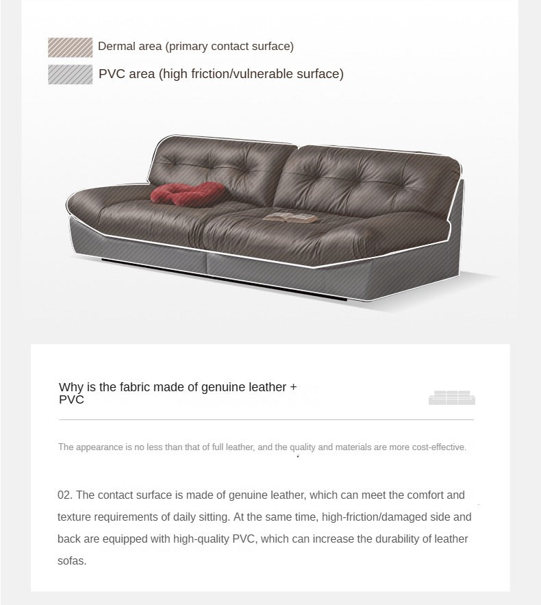 Leather Sofa First Layer Cowhide Black Sofa.