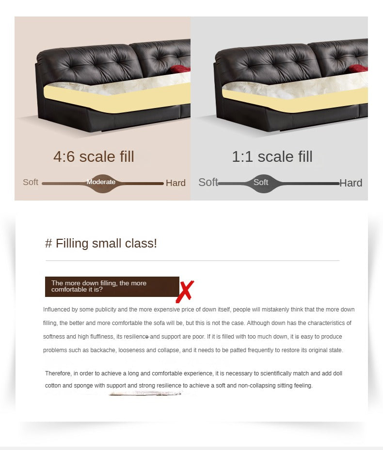 Leather Sofa First Layer Cowhide Black Sofa.