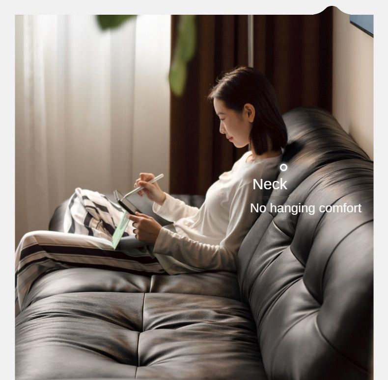 Leather Sofa First Layer Cowhide Black Sofa.