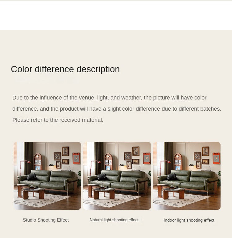 Black Walnut Solid Wood Italian Leather Sofa-