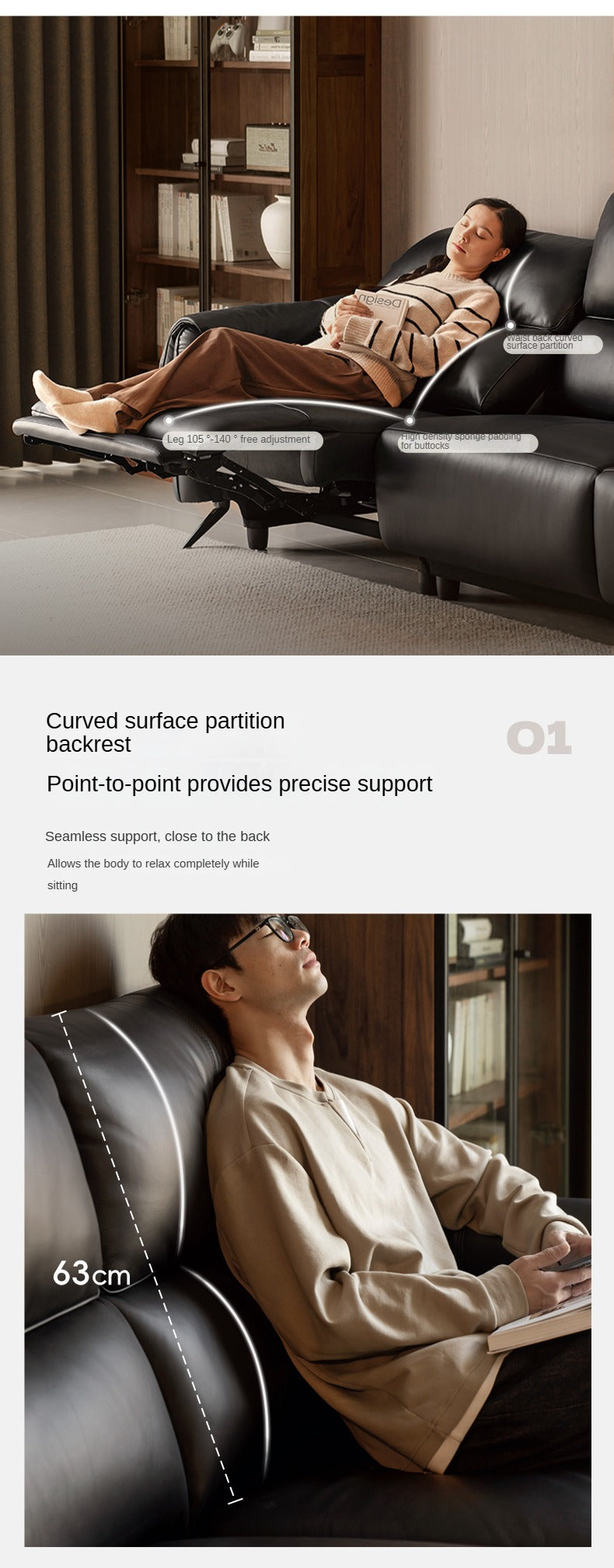 Leather Telescopic Electric Sofa Modern.