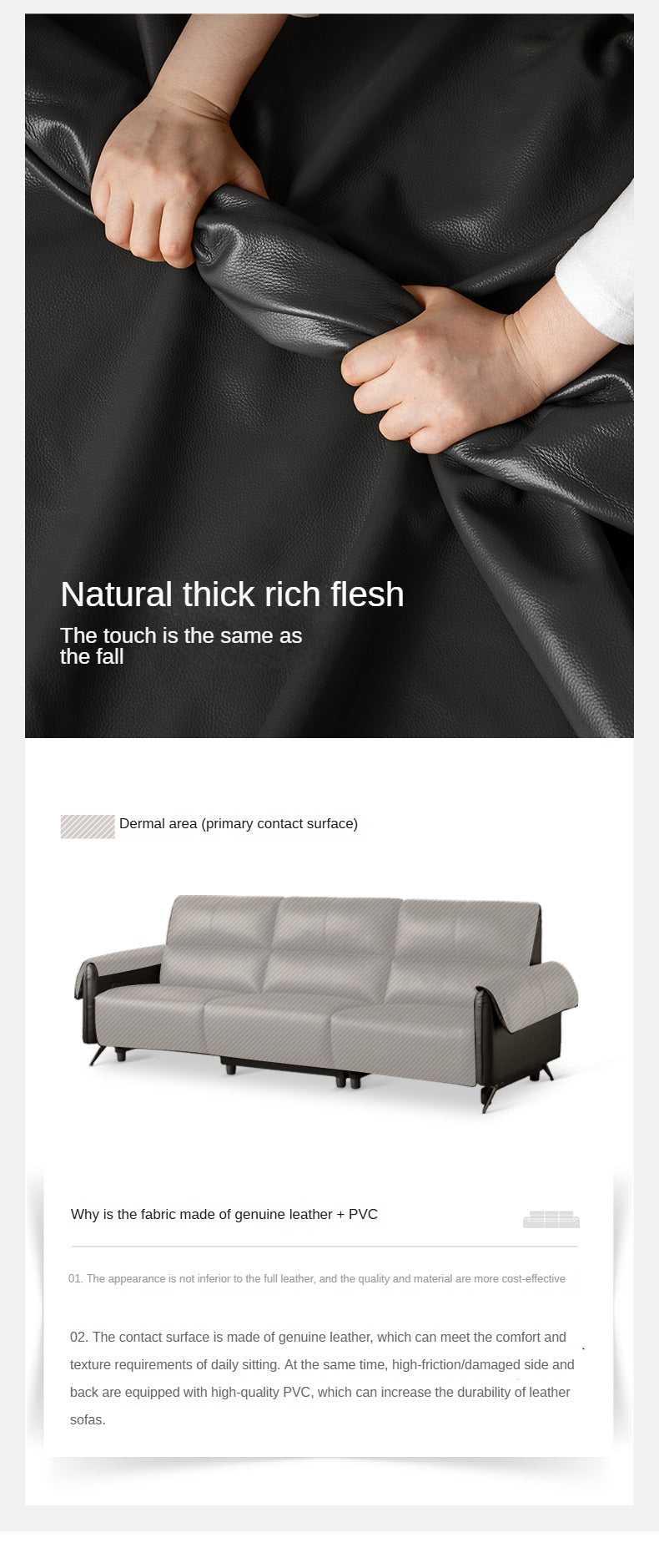 Leather Telescopic Electric Sofa Modern.