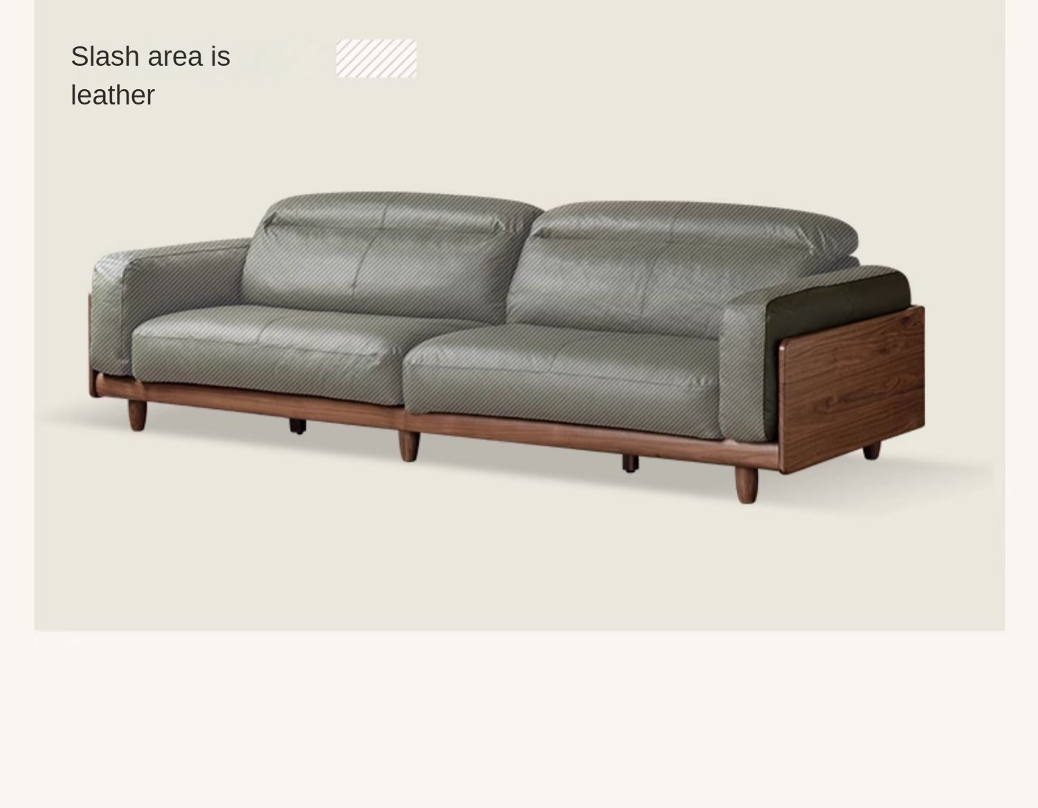 Black Walnut, Poplar Solid Wood Leather Sofa Italian Light Luxury.
