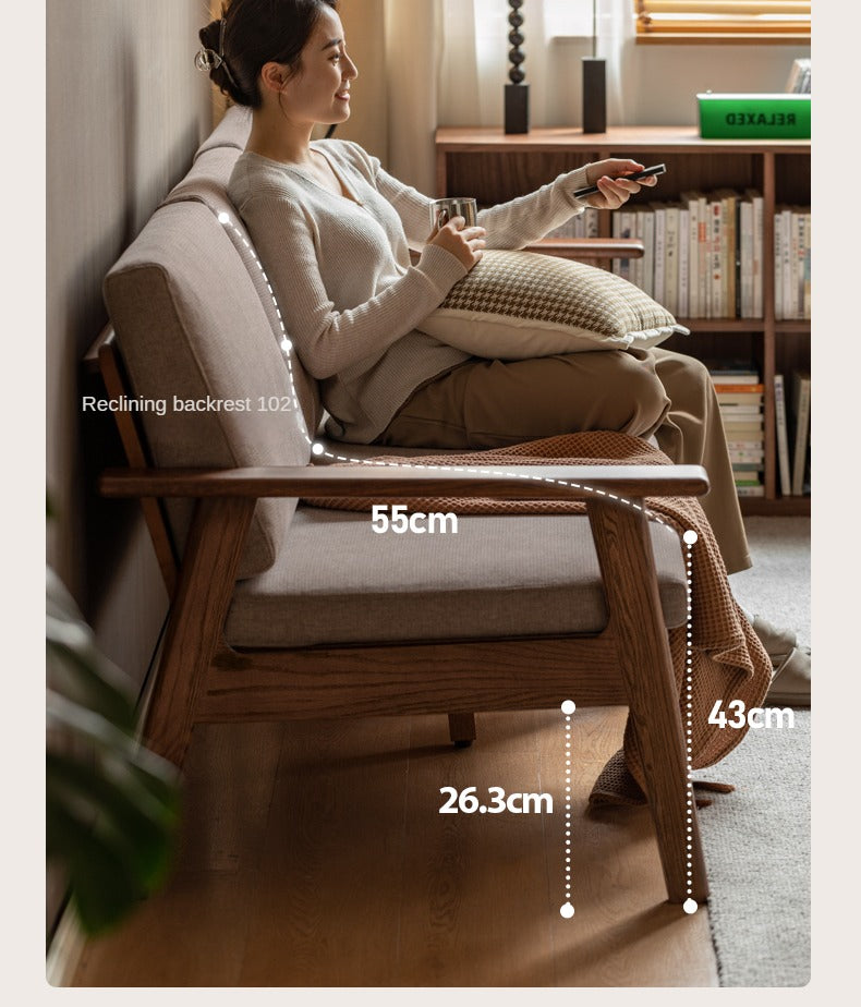 Oak Solid Wood Straight Sofa 4 fabrics color