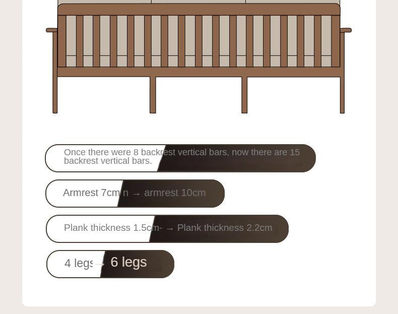 Oak Solid Wood Straight Sofa 4 fabrics color