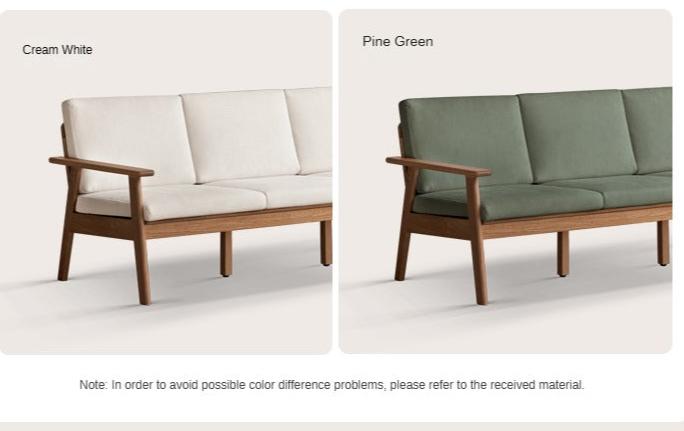 Oak Solid Wood Straight Sofa 4 fabrics color