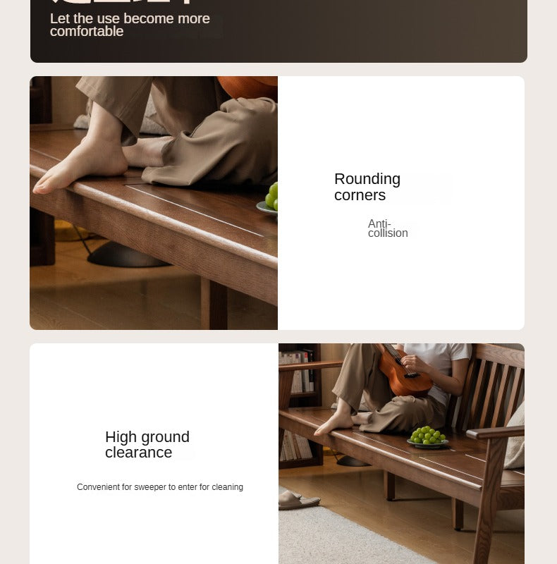 Oak Solid Wood Straight Sofa 4 fabrics color