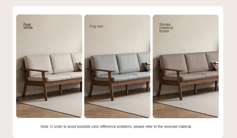 Oak Solid Wood Straight Sofa 4 fabrics color