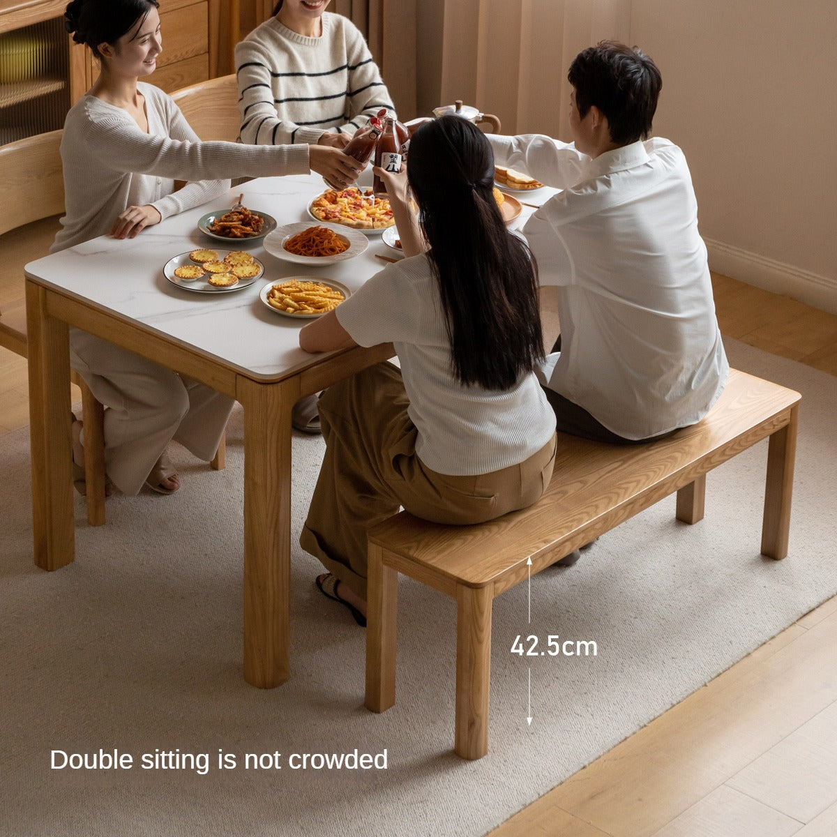 Ash, Oak Solid Wood Long Bench Nordic