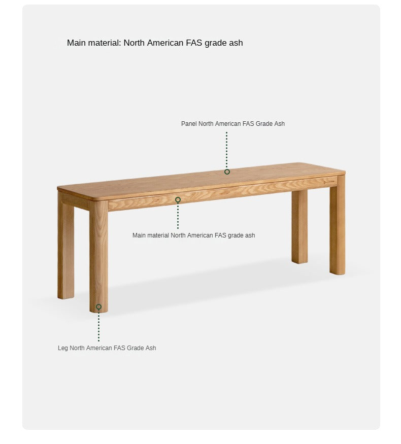 Ash, Oak Solid Wood Long Bench Nordic