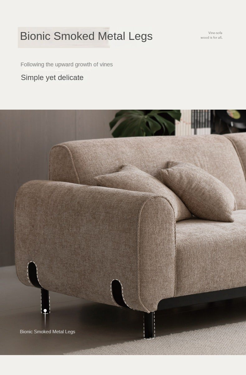 Fabric Straight Sofa Wabi Sabi Style,