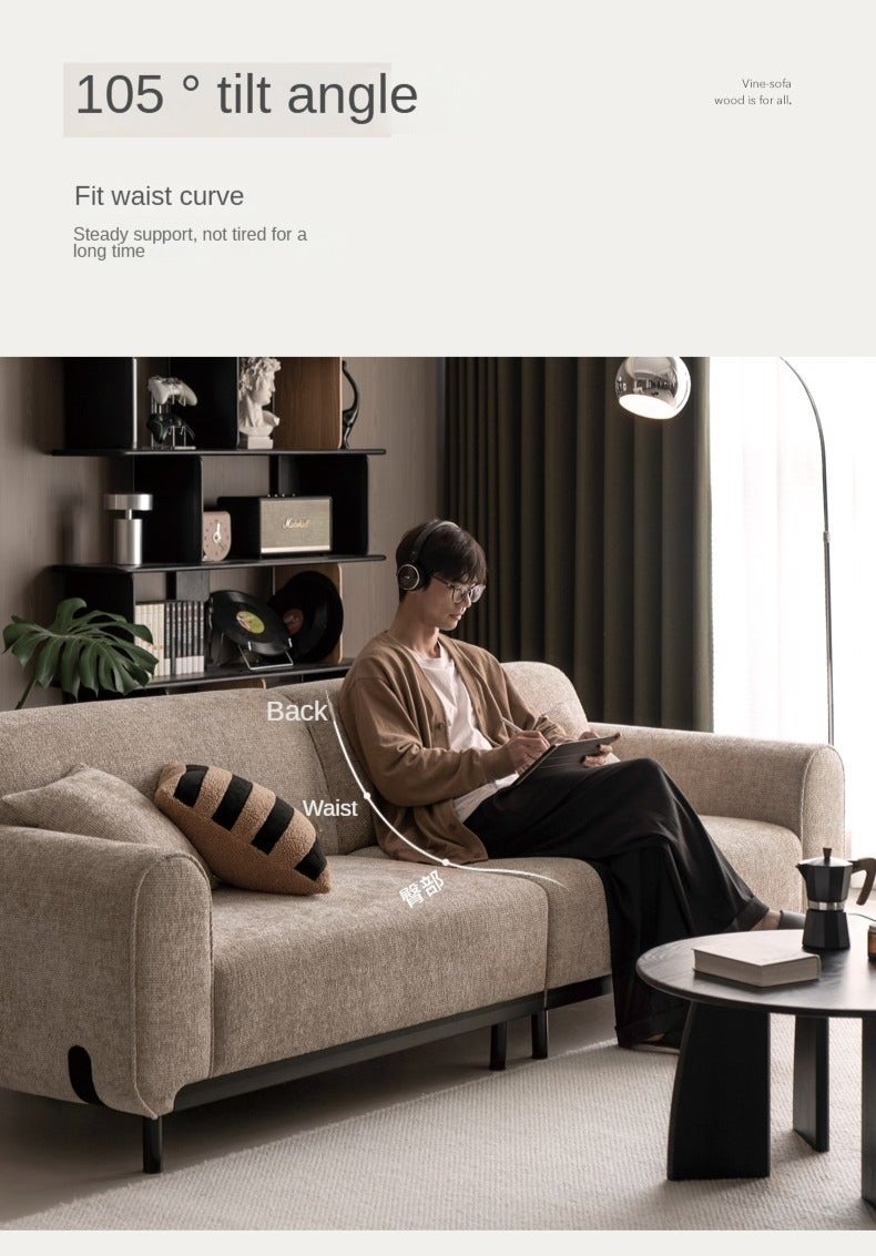 Fabric Straight Sofa Wabi Sabi Style,