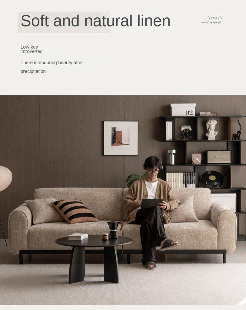 Fabric Straight Sofa Wabi Sabi Style,