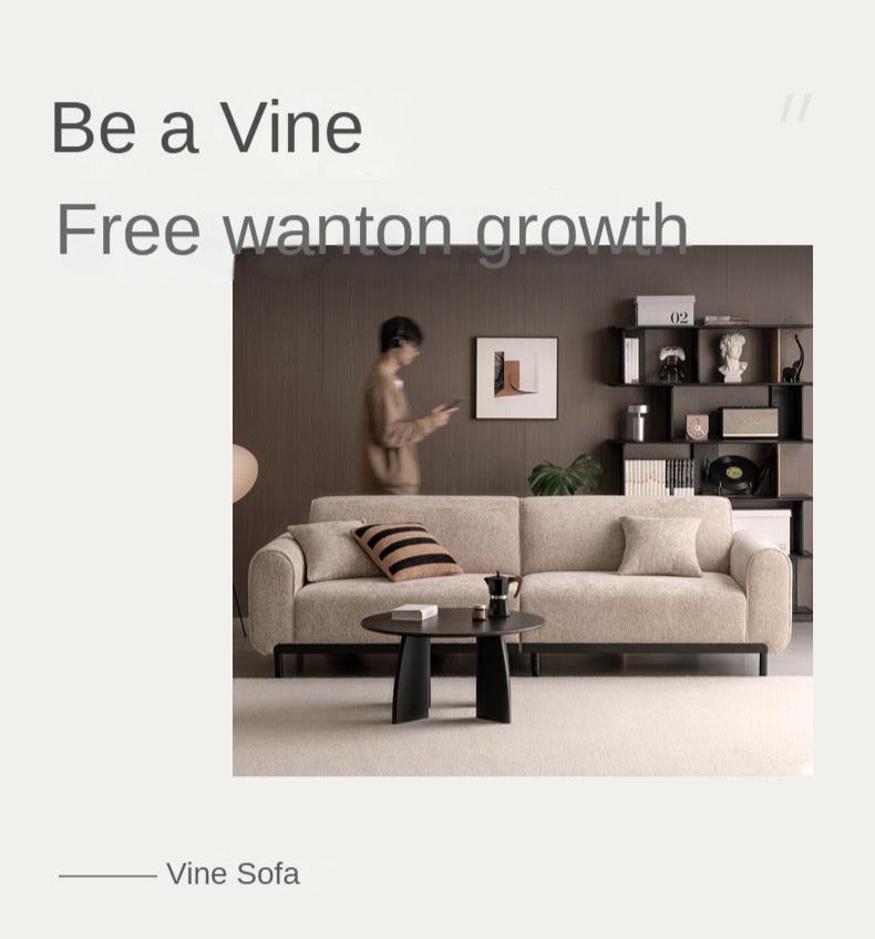 Fabric Straight Sofa Wabi Sabi Style,