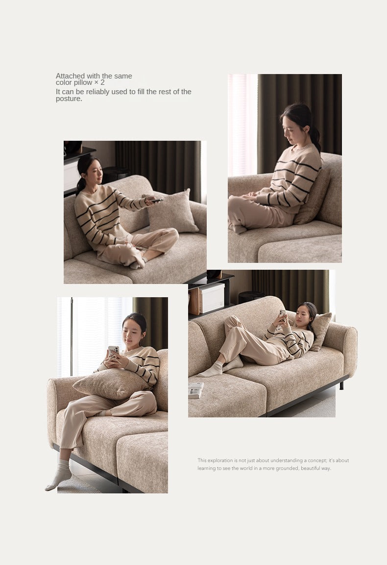 Fabric Straight Sofa Wabi Sabi Style,