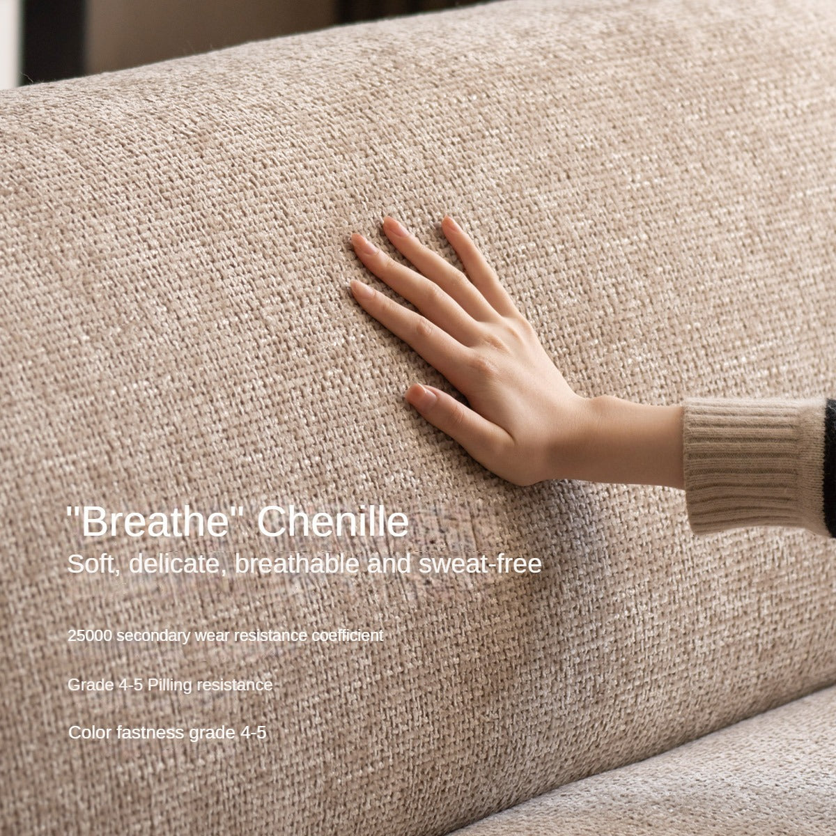 Fabric Straight Sofa Wabi Sabi Style,