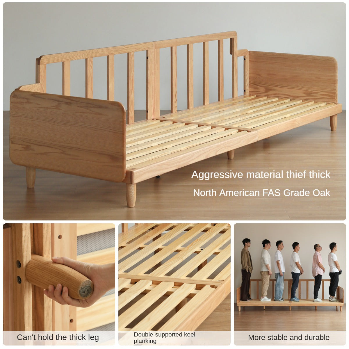 Oak, Ash Solid Wood genuine leather, fabrics High Back Sofa