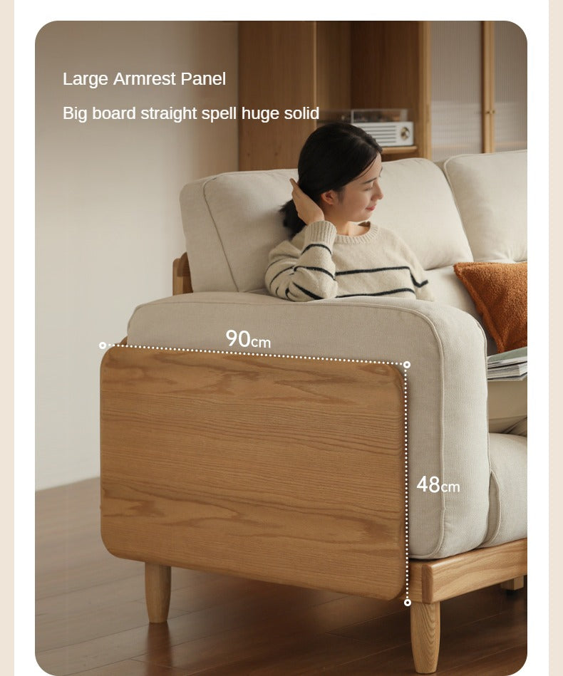 Oak, Ash Solid Wood genuine leather, fabrics High Back Sofa