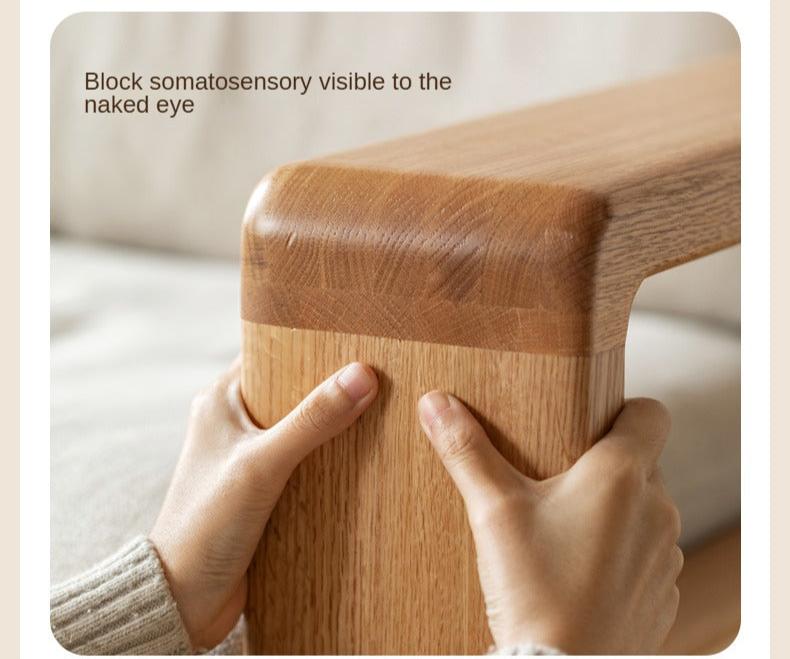 Oak Solid Wood Fabric Sofa Modern.