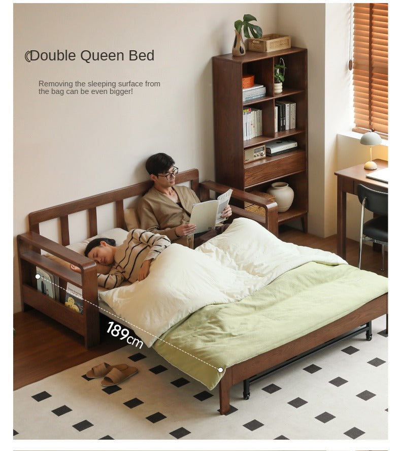 Oak Solid Wood Folding Sofa Bed.