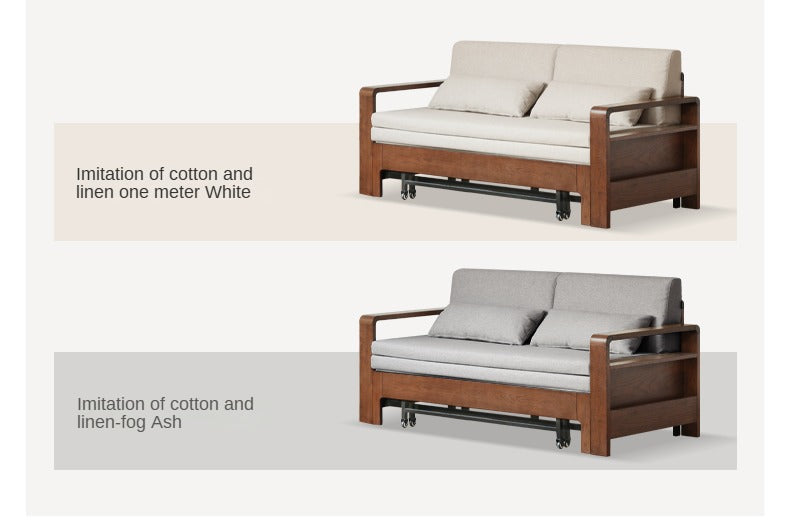 Oak Solid Wood Folding Sofa Bed.