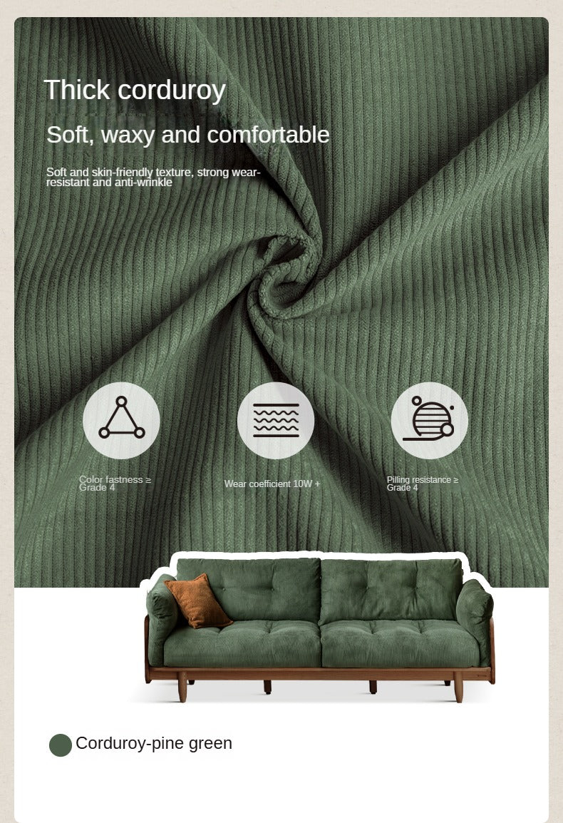 Black Walnut Solid Wood Genuine Leather Sofa.