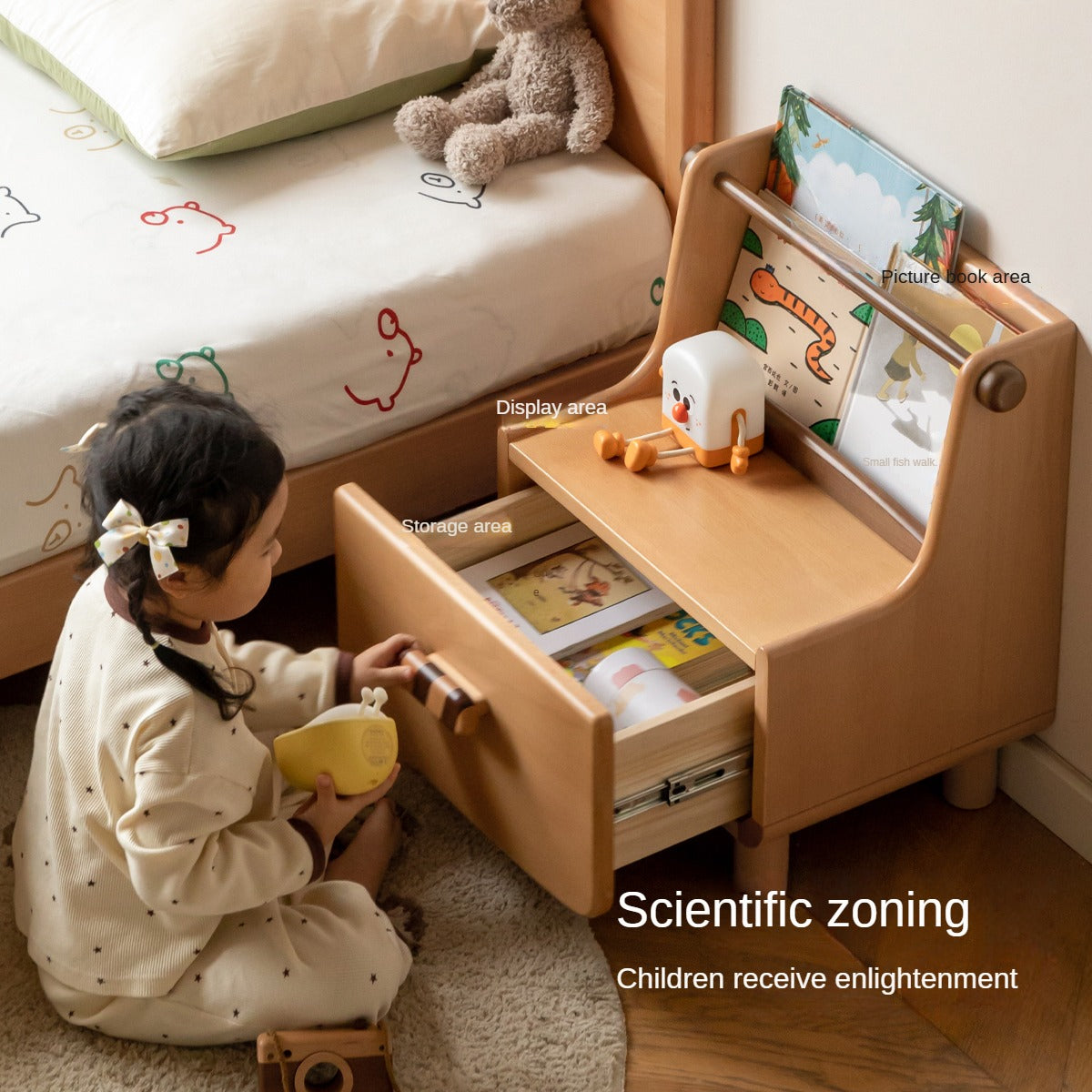 Beech Solid Wood Children's Nightstand.