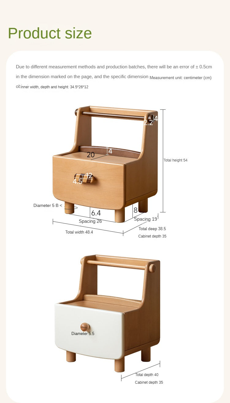 Beech Solid Wood Children's Nightstand.