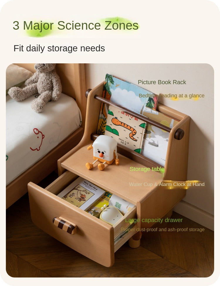 Beech Solid Wood Children's Nightstand.