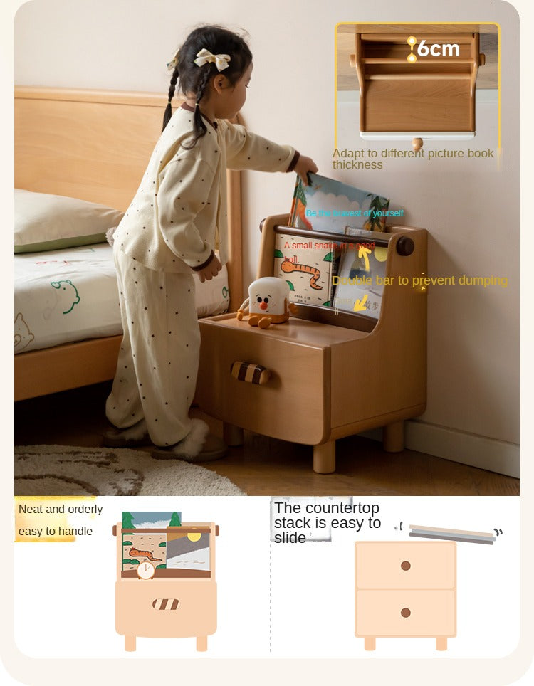 Beech Solid Wood Children's Nightstand.