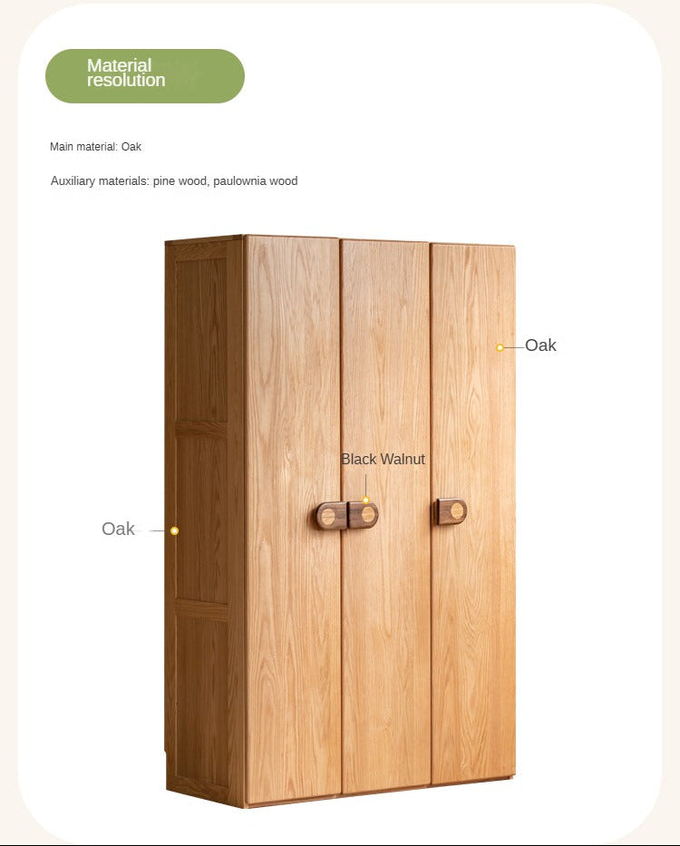 Oak Solid Wood Children's Wardrobe