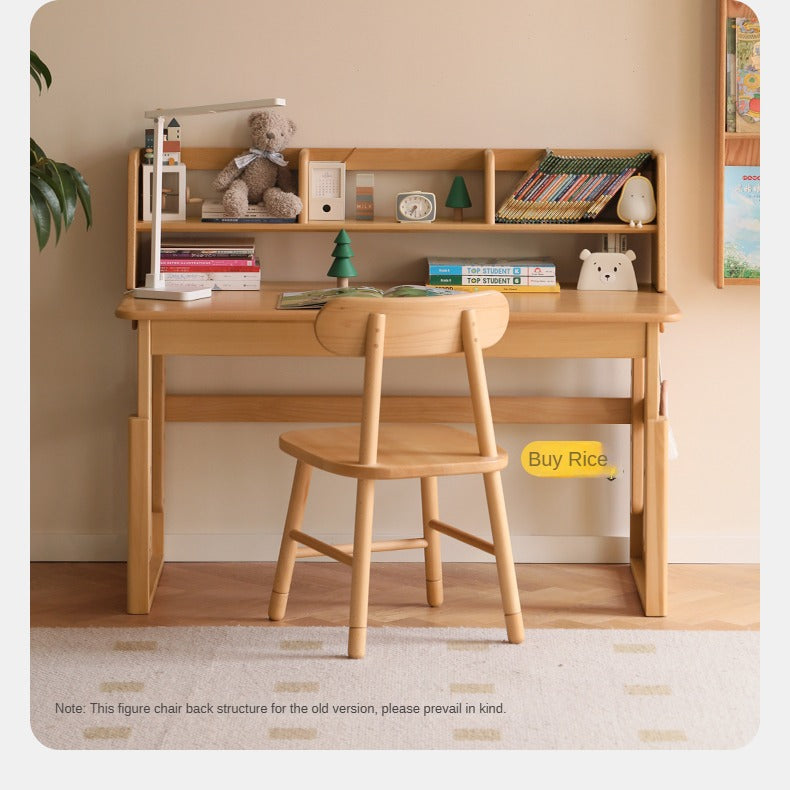Beech Solid Wood Adjustable Kids Study Desk Height Children’s Writing Desk