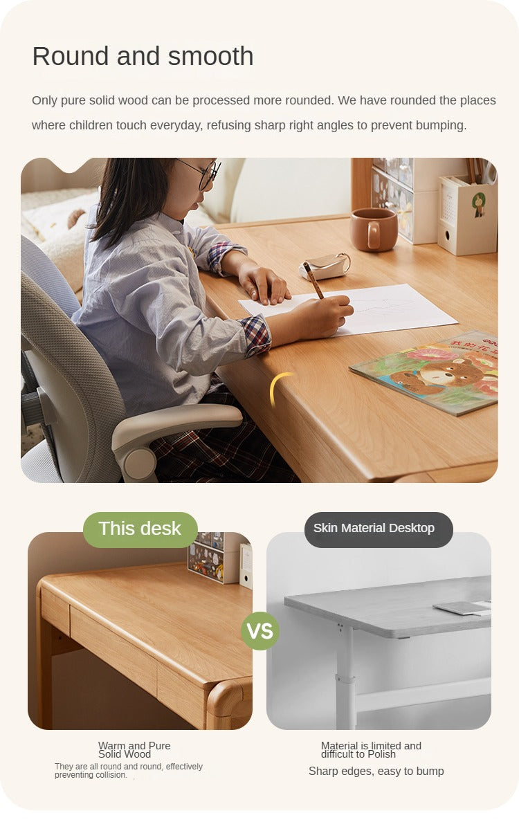 Beech Solid Wood Children's Study Table Eye Protection Lamp