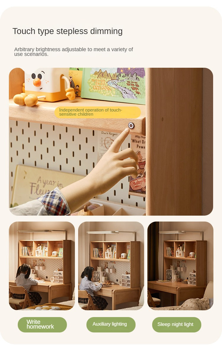 Beech Solid Wood Children's Study Table Eye Protection Lamp