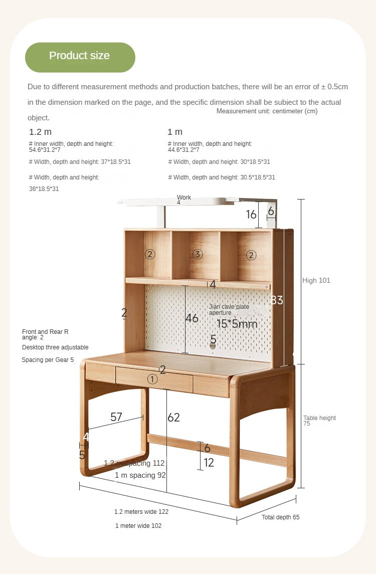 Beech Solid Wood Children's Study Table Eye Protection Lamp