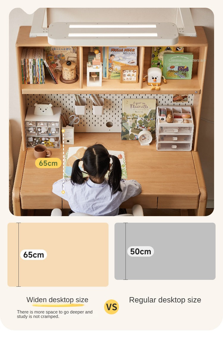 Beech Solid Wood Children's Study Table Eye Protection Lamp