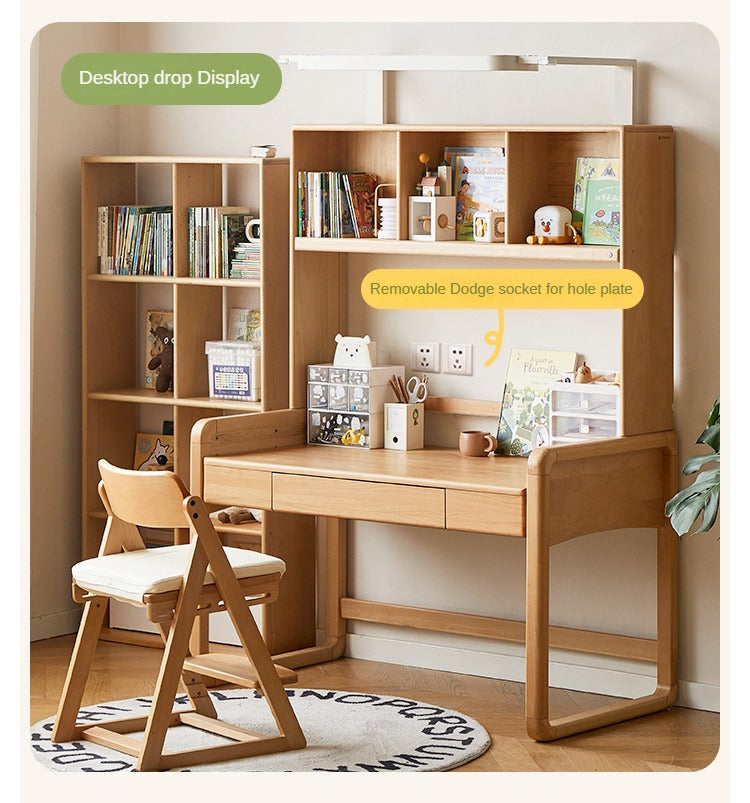 Beech Solid Wood Children's Study Table Eye Protection Lamp
